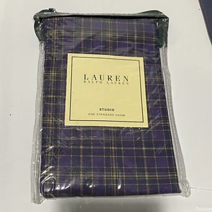 Lauren Ralph Lauren Purple Plaid Studio Standard Sham Pillowcase Vintage Rare - Picture 1 of 1