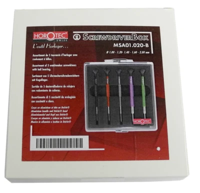 Horotec Watchmakers Screwdriver Set Of 5 In Plastic Box (1.00-2.00mm) HS01020-B - Image 1 of 4
