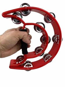 Pandero Rojo Media Luna Tambourine metal plastic - Picture 1 of 4