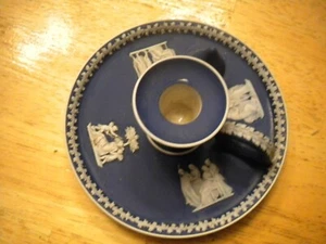 Antique Wedgwood 19th c. Blue Jasperware Chamber Stick Candlestick   R A R E   - Picture 1 of 6