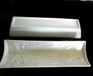 Vintage weiß Keramik geprägtes Glas MAIS AUF DEM KOB Halter Schale Teller - Bild 1 von 3