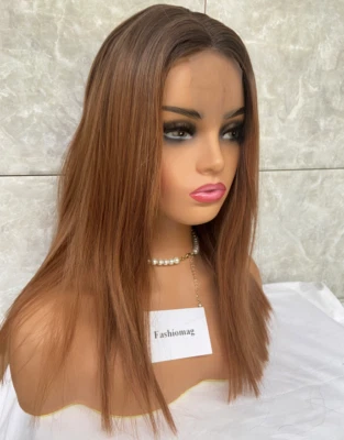 Perucas femininas macias longas e retas de renda renda renda ronda mistura de cabelo humano calor ok - Imagem 1 de 4