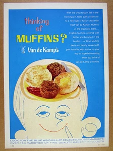 1959 Van de Kamp's English & Bran Muffins breakfast art vintage print Ad - Picture 1 of 1