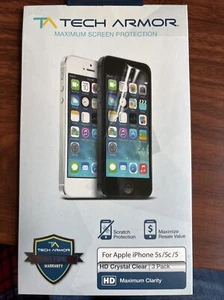 Tech Armor Apple iPhone 5 5S 5C HD Clear Screen Protector NEW Sealed - Picture 1 of 2
