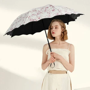 98cm Women 3 Folding Flower Umbrella Parasol Sun Shade UV Safe Protection LF - Picture 1 of 11