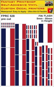 RAF FIN FLASH Mixed Pack Vinyl Sticker Decals PRE CUT 5mm - 50mm FP528 transfers - Picture 1 of 3