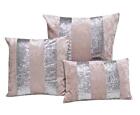 Luxury Crushed Velvet & Silver Glitter Stripes Sparkle Cushion Cover 