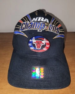 Vintage STARTER Chicago Bulls NBA CHAMPIONS 91 92 93 96 97 98 Strapback Hat Cap - Picture 1 of 6