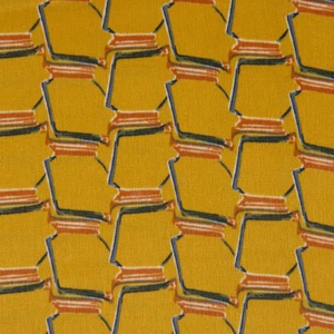 Bekleidungsstoff Satin Stretch schiefe Rechtecke ocker orange schwarz 1,5m breit - Bild 1 von 8