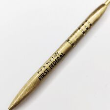 c1960 First Federal Bank "For a Fair Lady" Short Mini 4" Brass Ballpoint Pen G42
