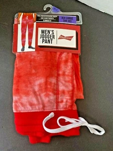 Budweiser Men's Jogger Pants XXL (44-46) Red Tie-Dye Pajamas Lounge Pockets New - Picture 1 of 5
