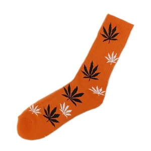 Mad Toro Unisex Marijuana Leaf Graphic Crew Socks One Size Orange New - Picture 1 of 1