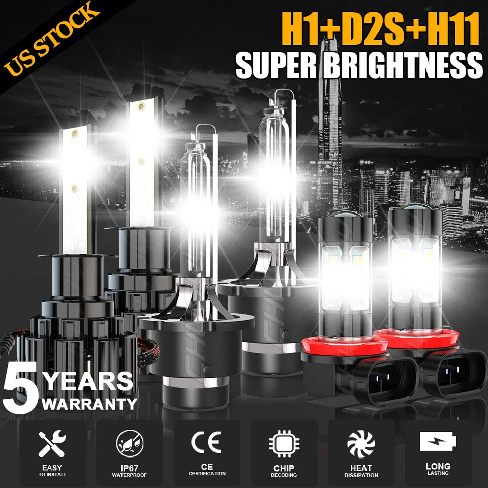 For Jaguar X-Type 2004 2005 2006-2008 LED HID Headlights+Fog Light bulbs Kit - Image 1 of 4