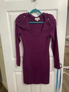 Temperley London Purple Rosette Shoulder Ruffle Long Sleeve Sweater Dress Size 6 - Picture 1 of 7