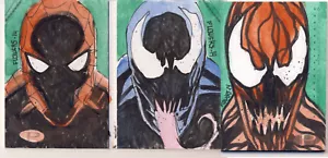 2014 Marvel Premier Dual Panel Sketch Card Flowers Spiderman Venom Carnage - Picture 1 of 1