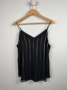 NWT EXPRESS Black Striped Spaghetti Strap Top Double Lined Women’s Size M - Picture 1 of 7