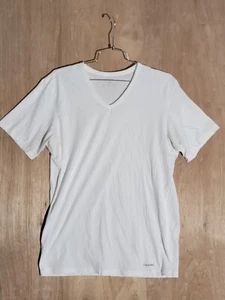 Calvin Klein Camisa Hombre Talla L Manga Corta Cuello en V Blanco - Imagen 1 de 10