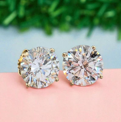 5.00 Ct D VS2 Round Lab Grown Martini Diamond Studs 14k Gold IGI Certified - Image 1 of 4