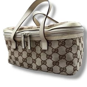 Gucci GG Canvas Vanity Bag Accessoire Tasche Handtasche Kosmetik Braun Weiß - Bild 1 von 24