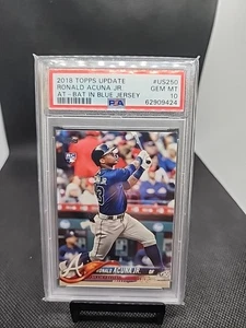 2018 Topps Update US250 Ronald Acuna Jr. PSA 10 RC Rookie At-Bat in Blue Jersey - Picture 1 of 2