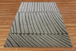 Contemporary Abstract Hand-Tufted Wool Area Rug Living Room Grey Carpets 8x10 ft - Picture 1 of 6
