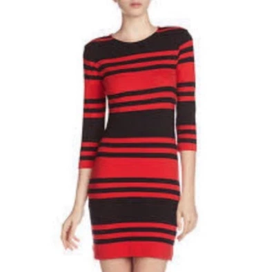 NWT French Connection Women’s 2 Bambi Jag Stripe Navy Red Knit Sweater Dress XS - Image 1 of 4
