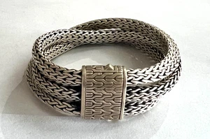 JOHN HARDY 3 STRAND CABLE WOVEN TWISTED STERLING SILVER BRACELET 7" - Picture 1 of 5