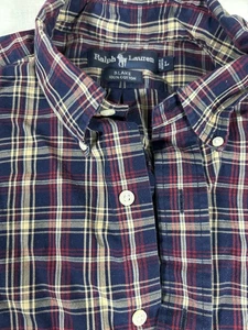 Ralph Lauren Poloshirt Herren L blau rot kariert langarm Button Down - Bild 1 von 6