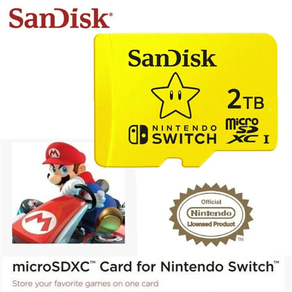 NINTENDO SWITCH SanDisk MicroSDXC 2TB Memoria micro SD Scheda ufficiale Mario. - Immagine 1 di 4