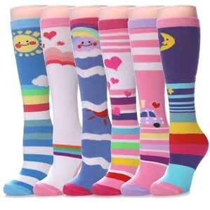 3-12 Year Old Girls Knee High Socks Kids Cute Crazy Funny Animal Pattern Long... - Picture 1 of 6