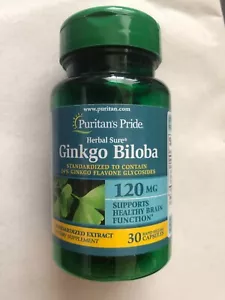 New Puritan's Pride 120mg Ginkgo Biloba 30 Capsules Memory & Brain Function - Picture 1 of 3
