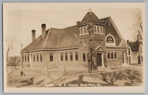 Rock Port Missouri MO M.E. Foto postal real iglesia RPPC c1910 - Imagen 1 de 2