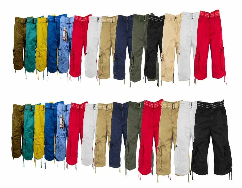 Nuevos pantalones cortos cargo FOCUS 6 bolsillos para hombre: 30 a 44 con *CINTURÓN* Foto 1 de 1