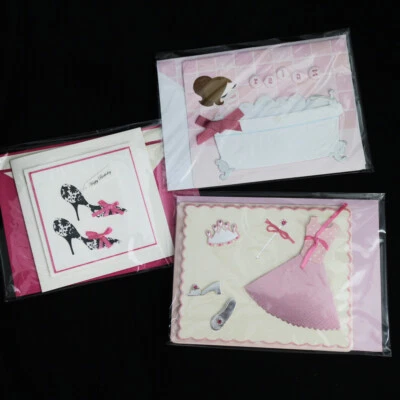  NEW Handcrafted SPA /Fairy Princess/ Heel PINK BIRTHDAY CARD+Envelope SET 3 NWT - Image 1 of 4