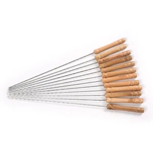 12X Outdoor Barbeque Skewers Needle Set with Wood Handle BBQ Kebab Stick - Picture 1 of 9