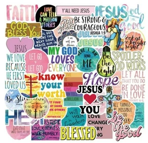 50 RELIGIÖSE AUFKLEBER, BIBELZITATE AUFKLEBER, POSITIVE BOTSCHAFTEN, KREUZ/GOTT/CHRISTUS - Bild 1 von 8