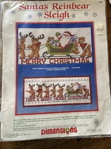 "De colección 1987 Dimensions Santa Bears trineo contado punto de cruz nuevo sellado 20 X 8""" - Imagen 1 de 8