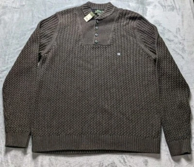Suéter Eddie Bauer Hombres L Marrón Tejido con Cable Henley Pescador Exterior  Foto 1 de 4