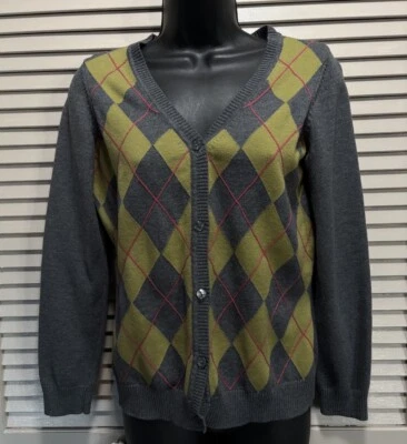 Suéter de manga comprida Van Heusen verde oliva/cinza argila tamanho XS malha - Imagem 1 de 4