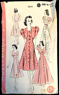 Vestido de noche, vestido midi, bolero 34" busto con estampado impresionante de la década de 1930 Foto 1 de 4