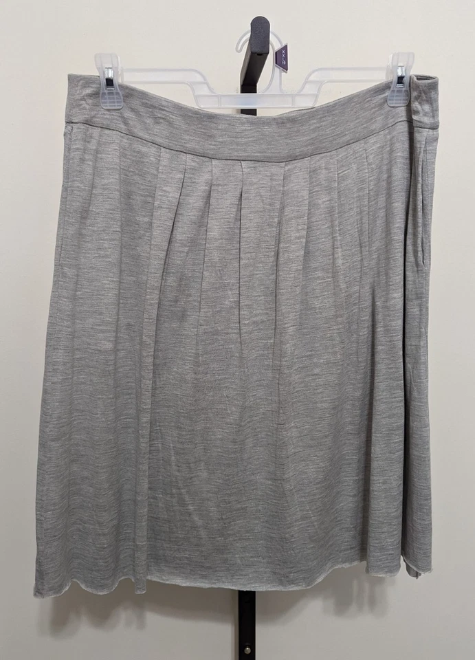 Falda Eileen Fisher Gris Seda Algodón/Seda Sin Dobladillo Forrada Hasta la Rodilla Bolsillos L Foto 1 de 4