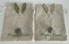6 Fabric Easter Gift Bags Loot Hunt Bunny Rabbit Ears Tail Natural Calico Basket