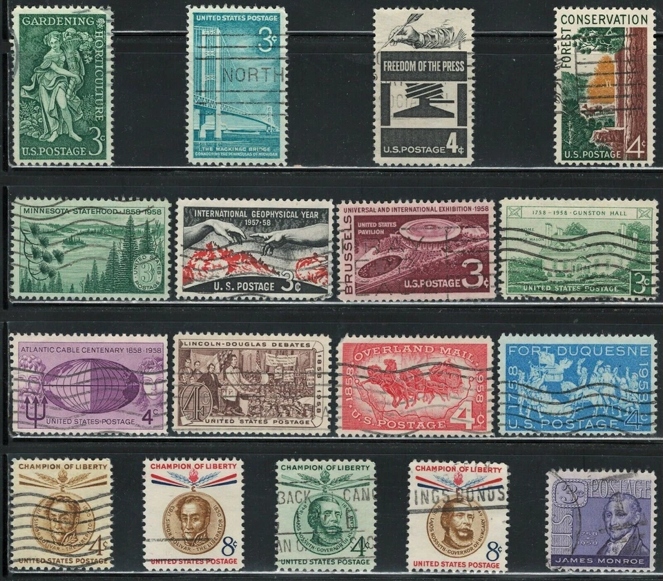 US year of 1958 Commemorative stamps (used) - Image 1 of 1