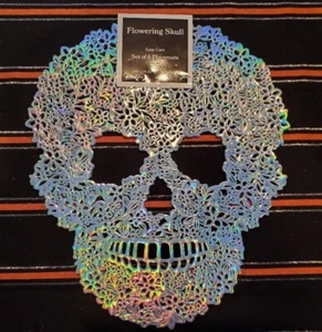 Skull Vinyl Placemats Iridescent Set of 6 New in Package - Picture 1 of 1