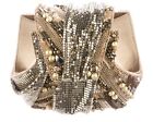 Rene Caovilla Gold Satin Chainmail Embellished Evening Bag / Clutch With Chain