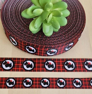 5/8 & 7/8" (1 YD) Scottish Terrier Grosgrain Ribbon Black Scottie Dog Print - Picture 1 of 1