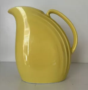 VTG Art Deco Hall Pottery Yellow Exterior White Interior 8 1/4” Pitcher USA MCM - Picture 1 of 23