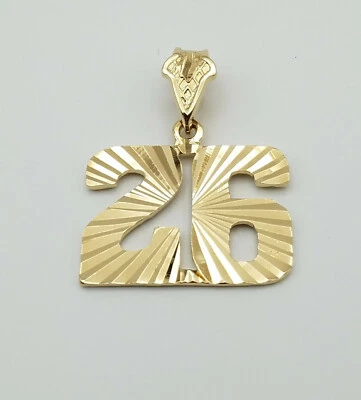 Gold Number Pendant a larger Diamond-Cut 24k GP Jersey Numbers 26-50 - Image 1 of 4