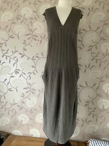 Crea Concept Dress Eu 44 (uk 16) Linen Cotton Grey Brown Boho Lagenlook Midi VGC - Picture 1 of 21