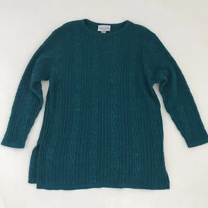 VTG Diane Von Furstenberg Sz M/L Color Authority Teal Sparkle Metallic Sweater - Picture 1 of 10